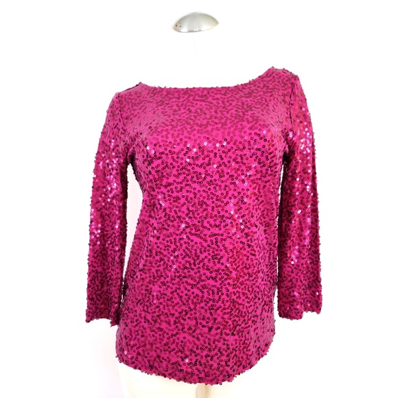 fuchsia sequin top